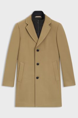 Cappotto slim fit in misto cotone con interno imbottito rimovibile, Beige