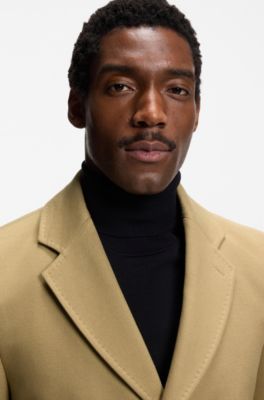 Abrigo slim fit de algod&oacute;n con interior acolchado desmontable, Beige