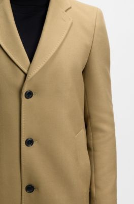 Abrigo slim fit de algod&oacute;n con interior acolchado desmontable, Beige