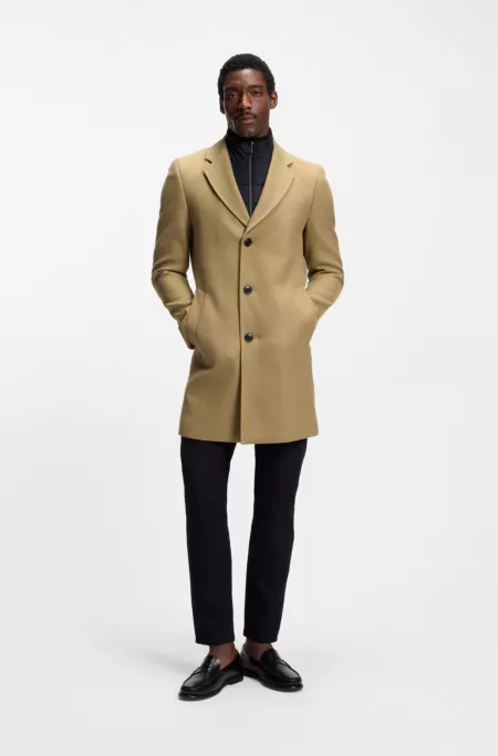 Slim-fit cotton-blend coat with detachable padded inner