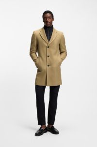 Slim-fit cotton-blend coat with detachable padded inner, Beige