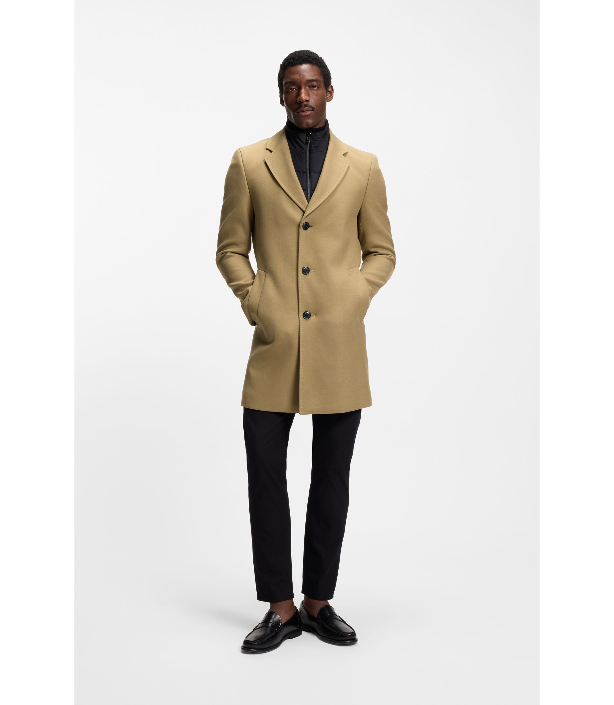 Slim-Fit Mantel aus Baumwoll-Mix mit herausnehmbarem, gepolstertem Innen-Layer