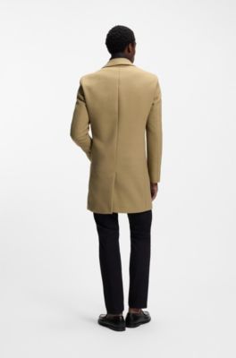 Cappotto slim fit in misto cotone con interno imbottito rimovibile, Beige