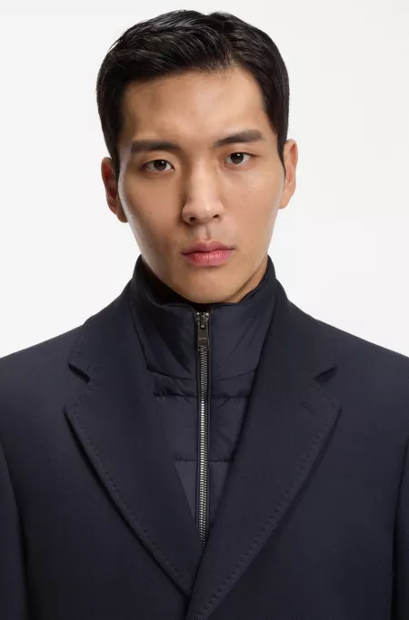 Slim-fit cotton-blend coat with detachable padded inner