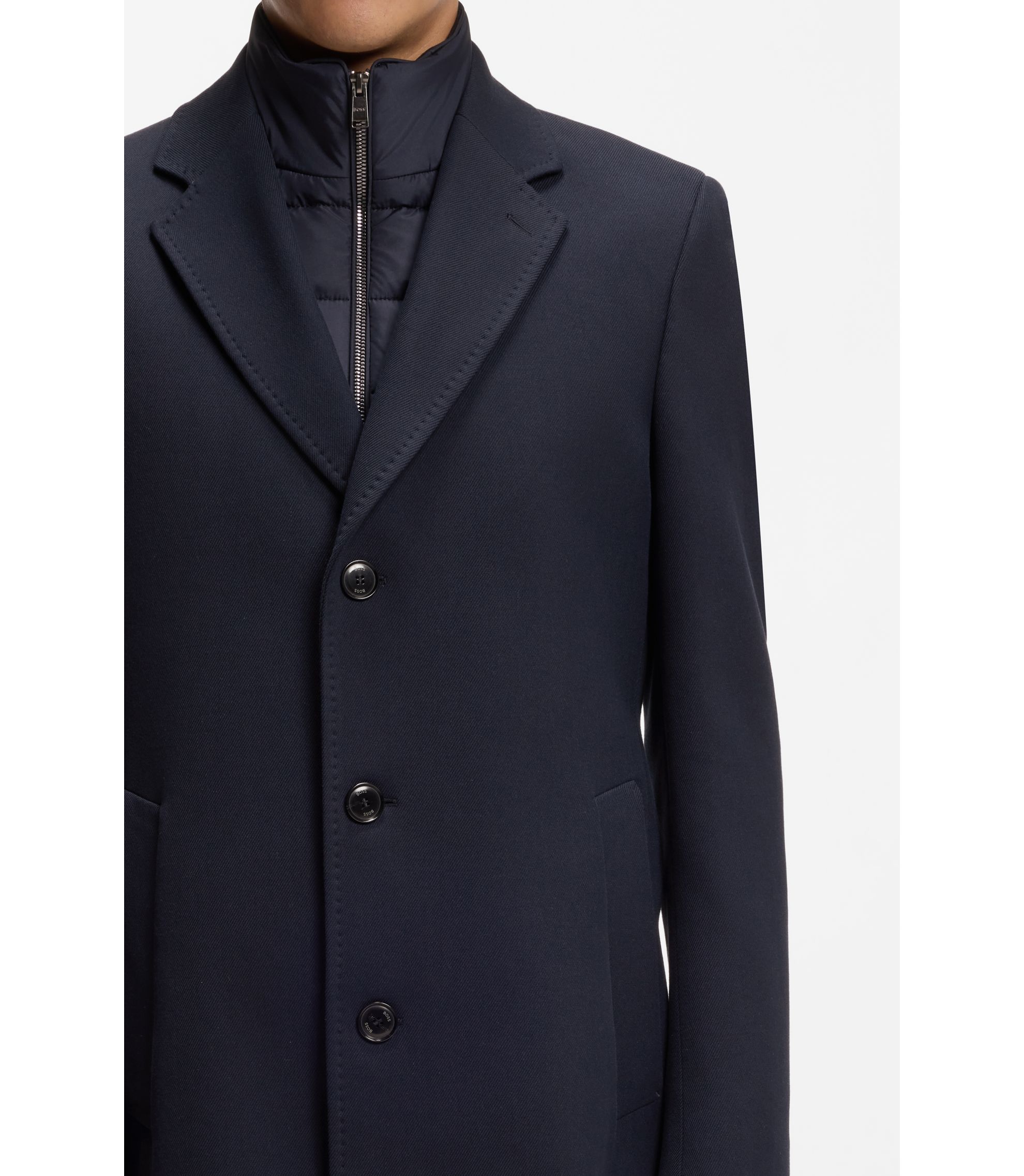 BOSS - スリムフィット コットンブレンド コート デタッチャブル パ