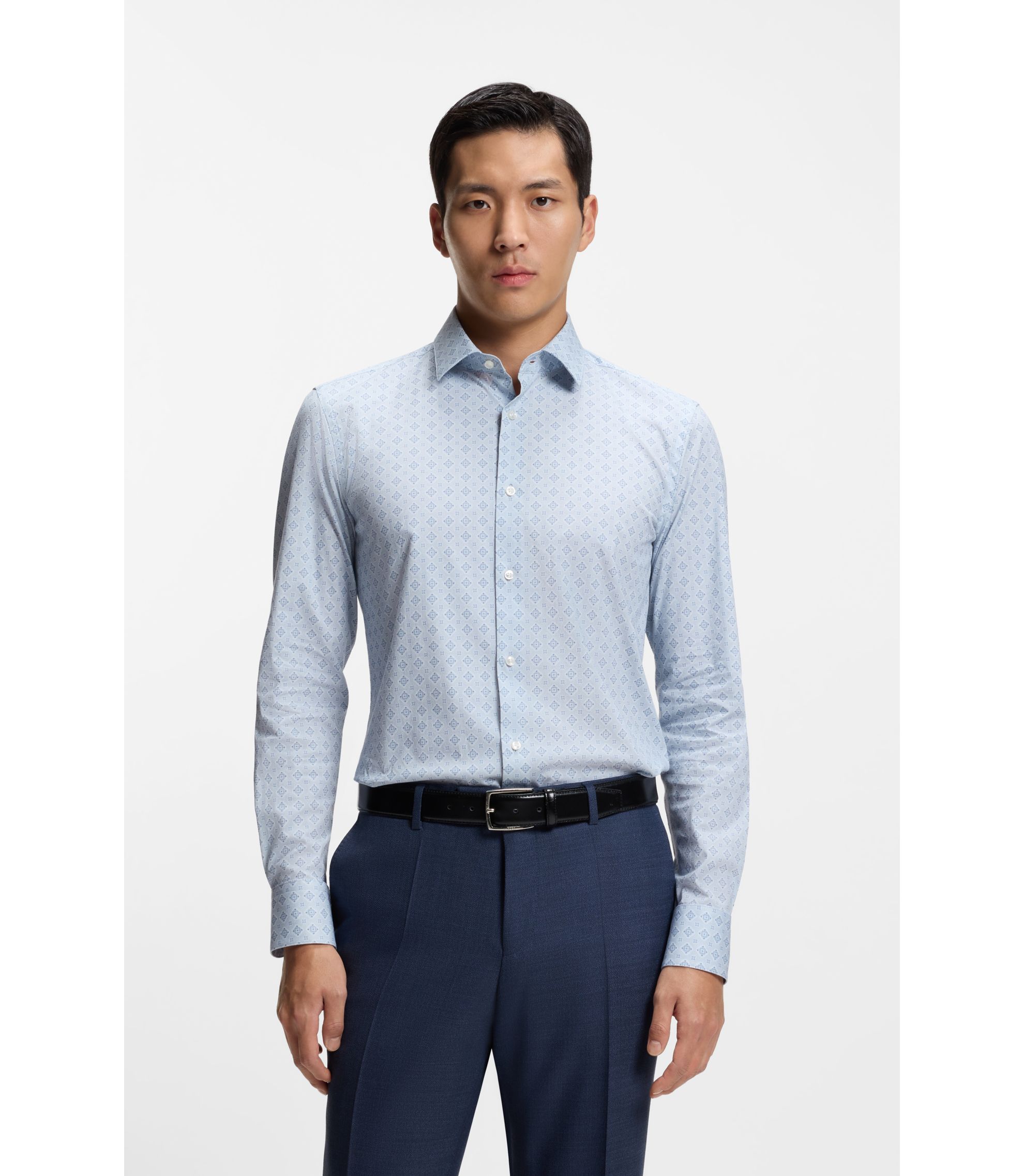 Bedrucktes Slim-Fit Hemd aus Stretch-Baumwolle