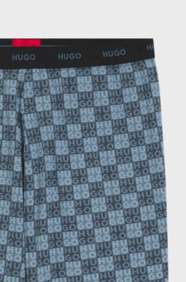Pyjama-Hose aus Stretch-Baumwolle mit Stack-Logo-Print, Dunkelblau