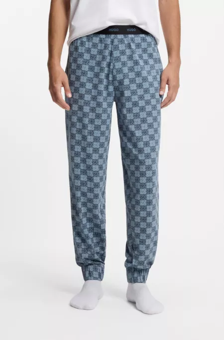 Stretch-cotton pyjama bottoms with stacked-logo print