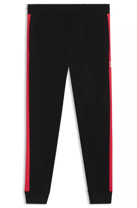 Cotton-terry tracksuit bottoms with contrast side stripes