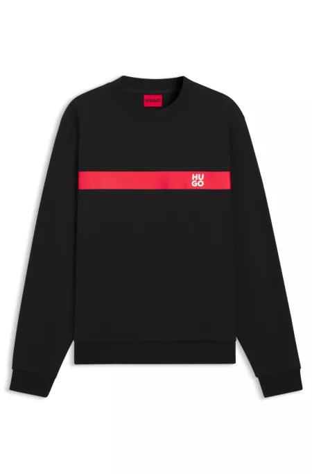Cotton-terry sweatshirt with contrast stripe