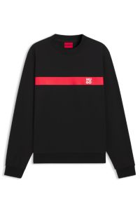 Cotton-terry sweatshirt with contrast stripe, Negro