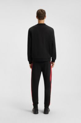 Cotton-terry sweatshirt with contrast stripe, Black