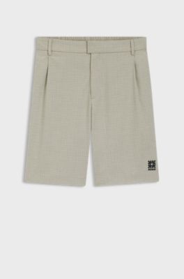 Short coupe d&eacute;contract&eacute;e avec motif pied-de-poule, Chaux