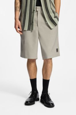 Relaxed-fit shorts with houndstooth pattern, Light Green