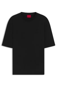 Cotton-jersey T-shirt with stacked logo, Black