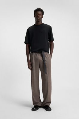 Camiseta de punto de algod&oacute;n con logo apilado, Negro