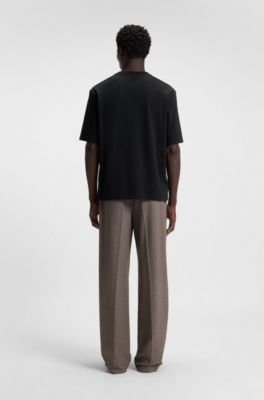 Cotton-jersey T-shirt with stacked logo, Black