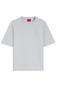 Cotton-jersey T-shirt with stacked logo, Light Grey