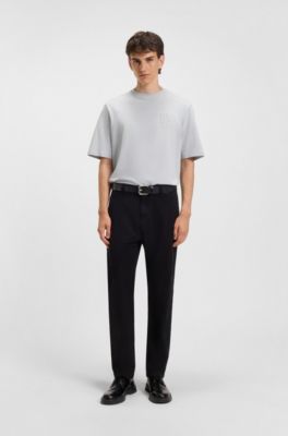 Cotton-jersey T-shirt with stacked logo, Light Grey