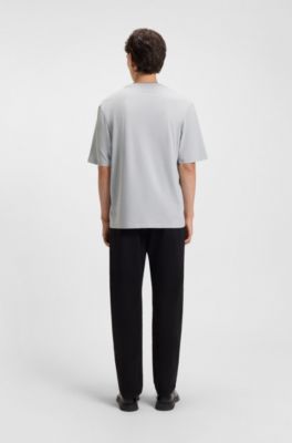 Cotton-jersey T-shirt with stacked logo, Light Grey
