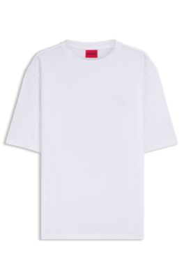 Cotton-jersey T-shirt with stacked logo, White