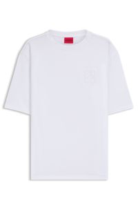 Cotton-jersey T-shirt with stacked logo, White