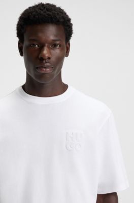 Cotton-jersey T-shirt with stacked logo, White