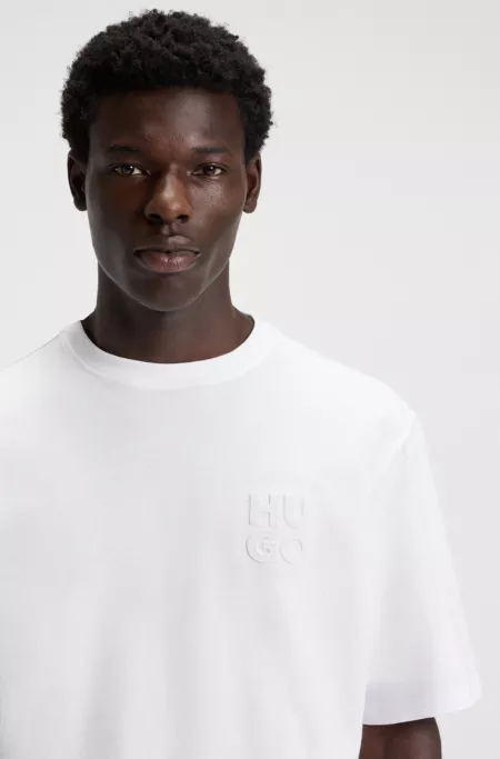 Cotton-jersey T-shirt with stacked logo