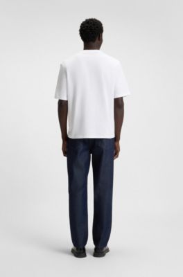 Cotton-jersey T-shirt with stacked logo, White