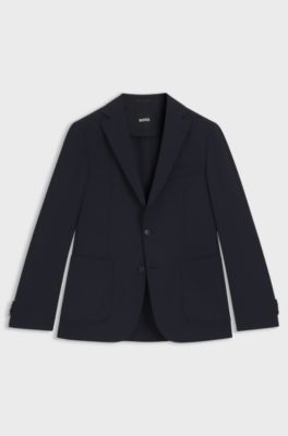 Slim fit-kavaj i en tv&auml;ttbar ullblandning, M&ouml;rkbl&aring;