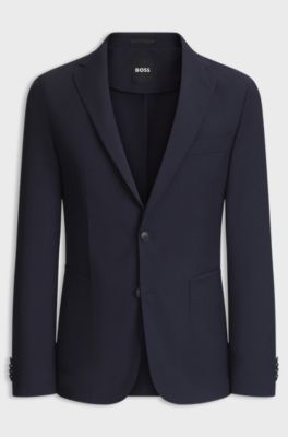 Slim-fit suit jacket in washable performance-stretch fabric, Dark Blue