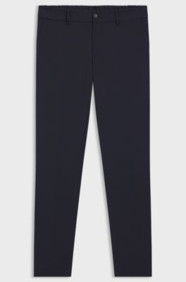 Slim-fit trousers in washable performance-stretch fabric, Dark Blue