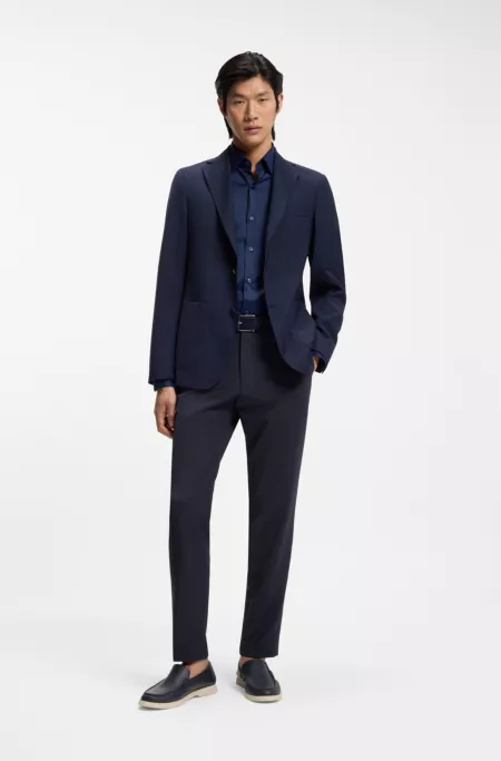 Slim-fit trousers in a washable wool blend