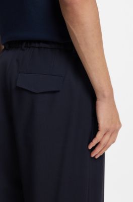 Tapered-fit trousers in washable performance-stretch fabric, Dark Blue