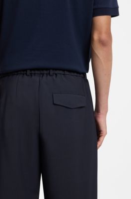 Tapered-fit broek van wasbaar hoogwaardig stretchmateriaal, Donkerblauw