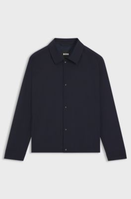 Relaxed-Fit Overshirt aus elastischem Woll-Mix, Dunkelblau