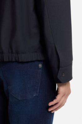 Relaxed-fit overshirt in a stretch-wool blend, Dark Blue