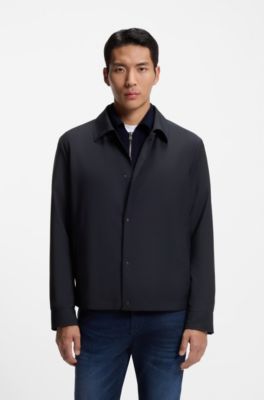 Relaxed-fit overshirt in a stretch-wool blend, Dark Blue