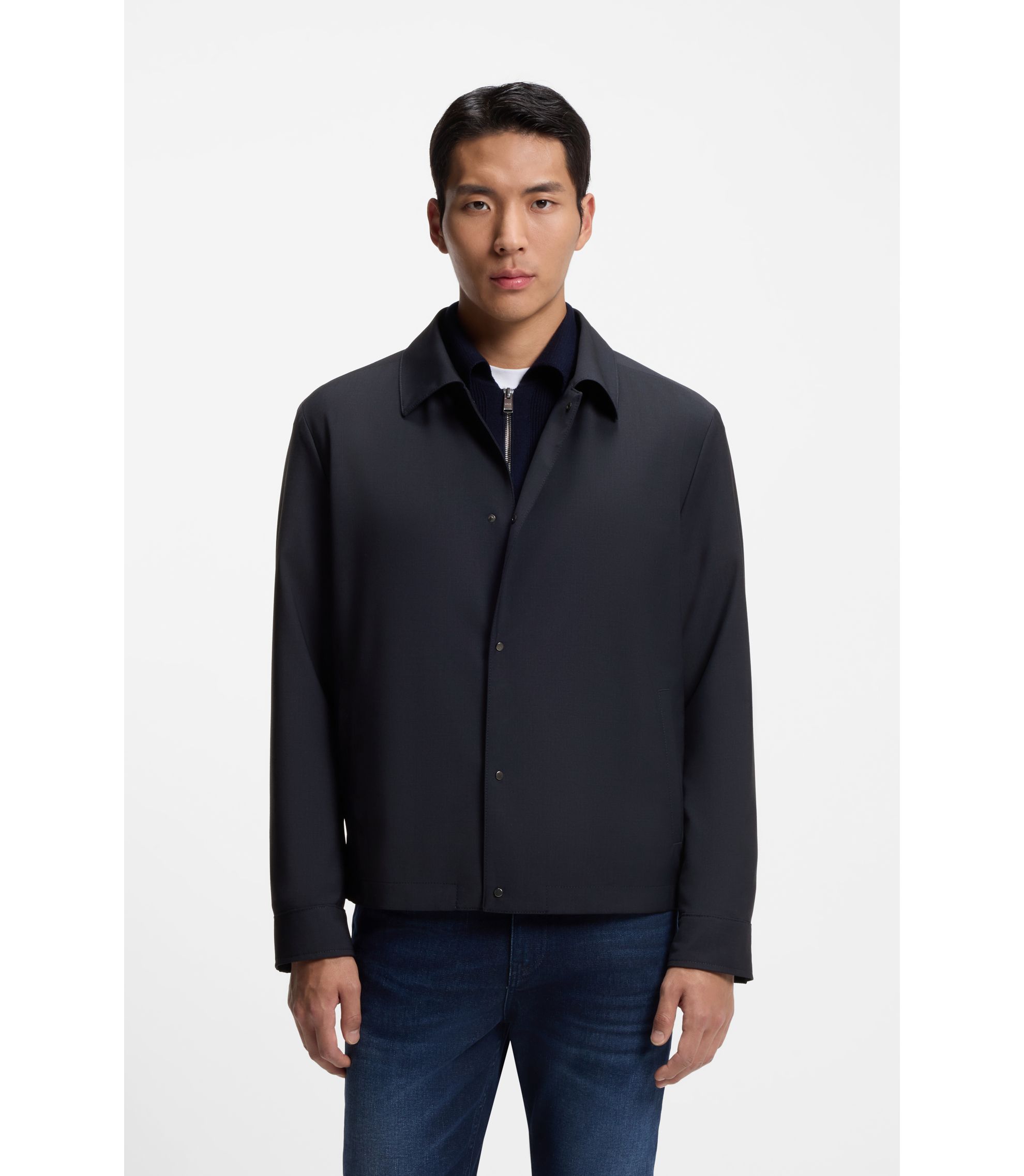 Relaxed-Fit Overshirt aus elastischem Woll-Mix