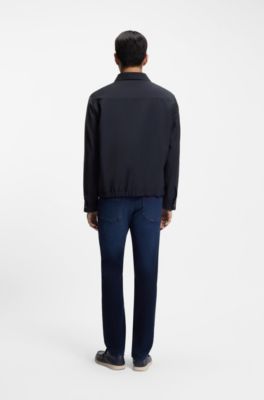 Relaxed-fit overshirt in a stretch-wool blend, Dark Blue