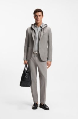 Tapered-fit trousers with reversible drawstring, Silver