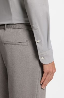 Tapered-fit trousers with reversible drawstring, Silver