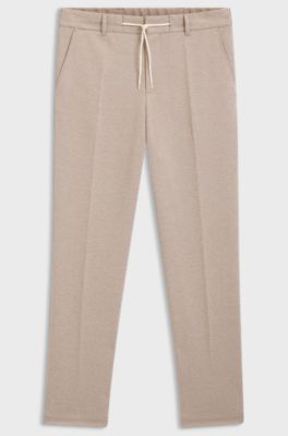Tapered-fit trousers with reversible drawstring, Khaki