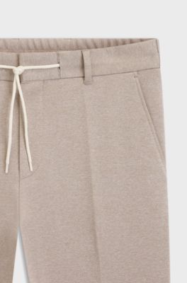 Tapered-fit trousers with reversible drawstring, Khaki