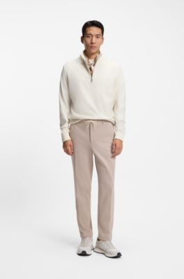 Tapered-fit trousers with reversible drawstring, Khaki