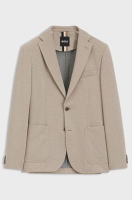 Slim-fit jacket in patterned stretch fabric, Khaki