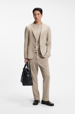 Slim-fit jacket in patterned stretch fabric, Khaki