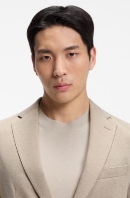 Slim-fit jacket in patterned stretch fabric, Khaki