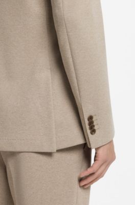 Slim-fit jacket in patterned stretch fabric, Khaki