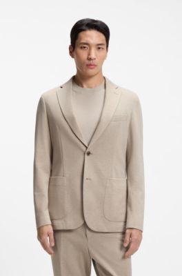 Slim-fit jacket in patterned stretch fabric, Khaki